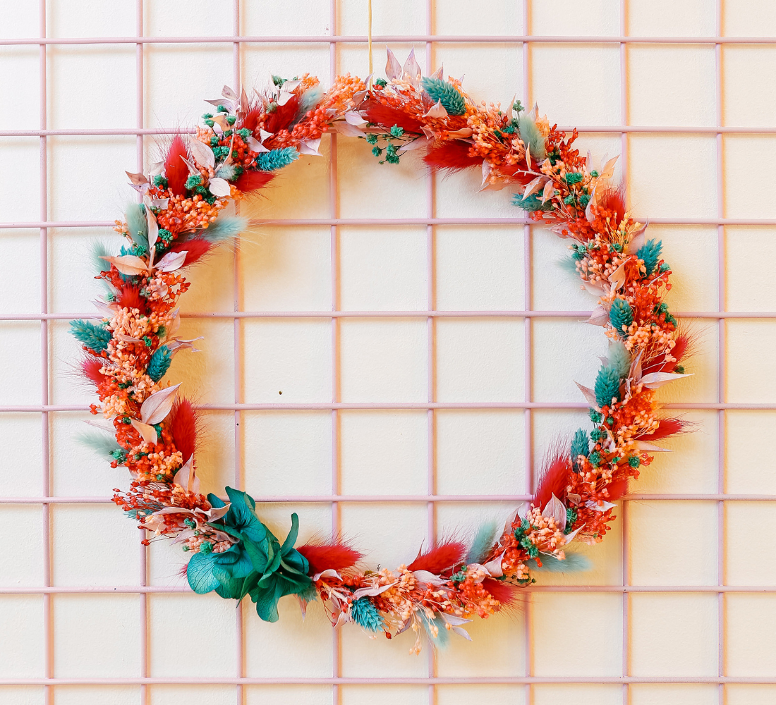 Couronne murale en fleurs séchées 👑