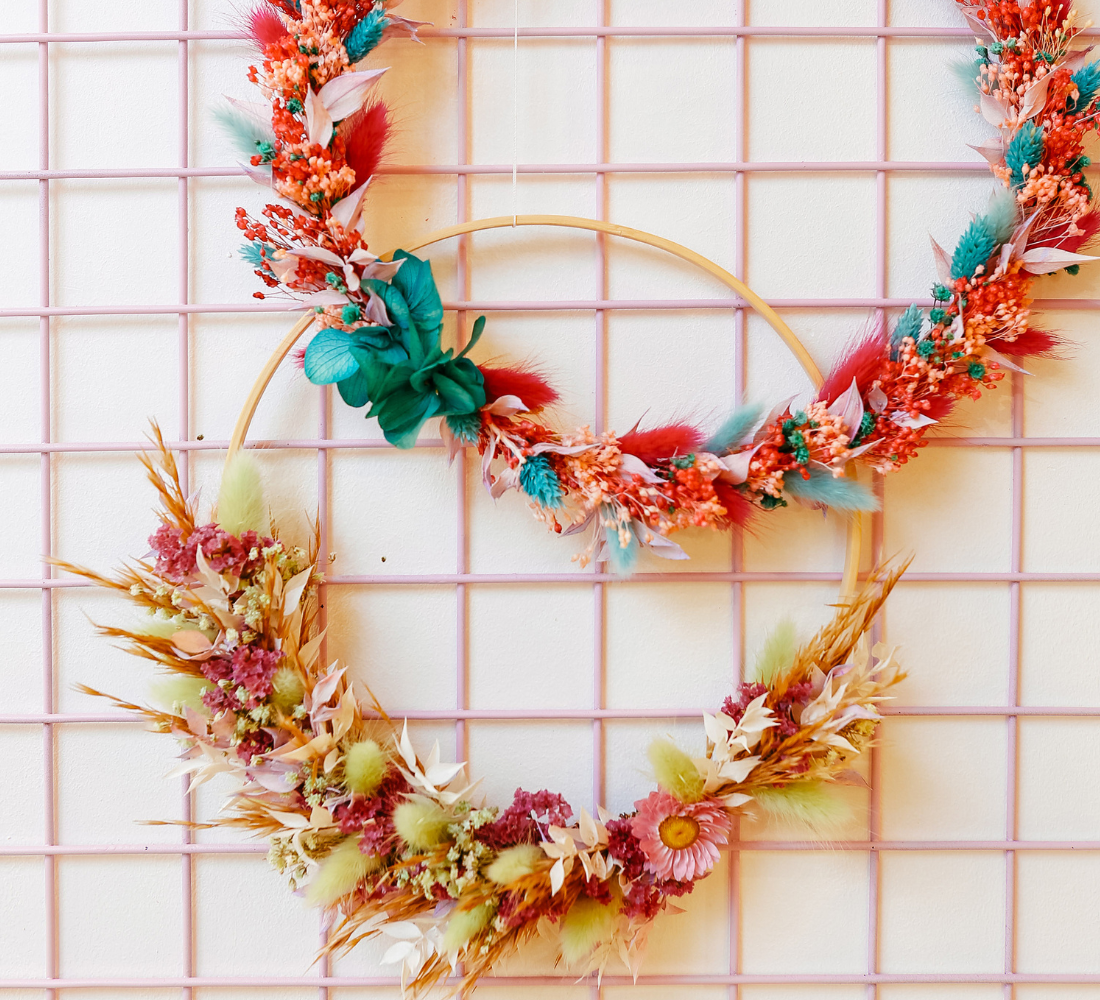 Couronne murale en fleurs séchées 👑